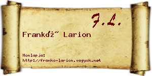 Frankó Larion névjegykártya